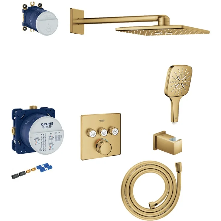 Grohe Grohtherm Smartcontrol komplett dusjsett, børstet messing | 128189 Grohe Grohtherm Smartcontrol komplett dusjsett, børstet messing | 128189
