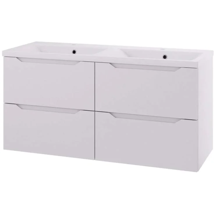 Linn Bad Emma servantskap, 4 Skuffer, dobbel, 120x45,7x57 cm, hvit matt | 130112D4S