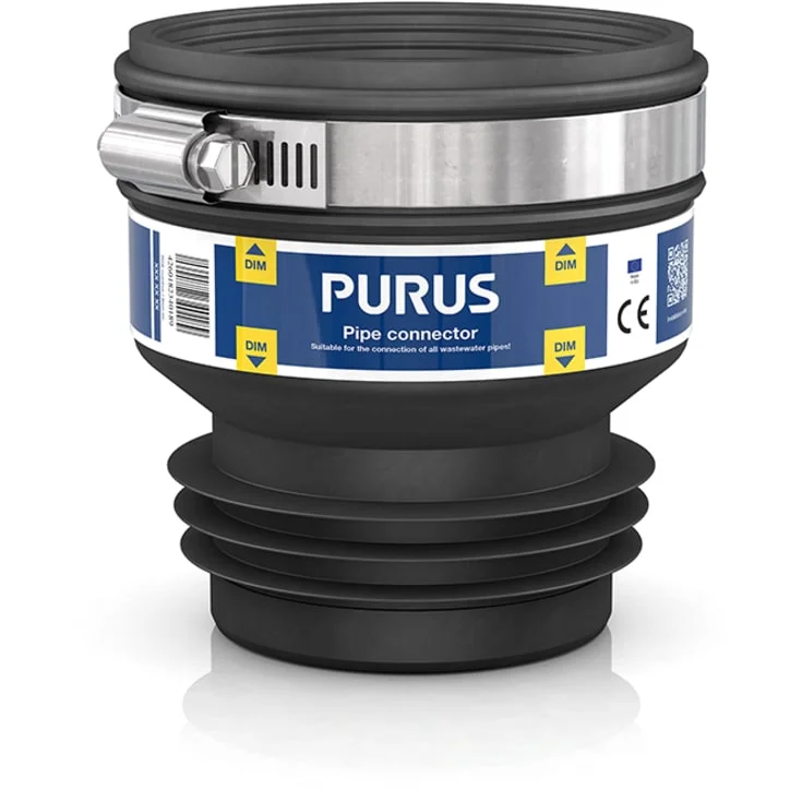 Purus Plug-in gummikobling med slangeklemme, Ø100-105/100-120 mm, sort | 617842-710