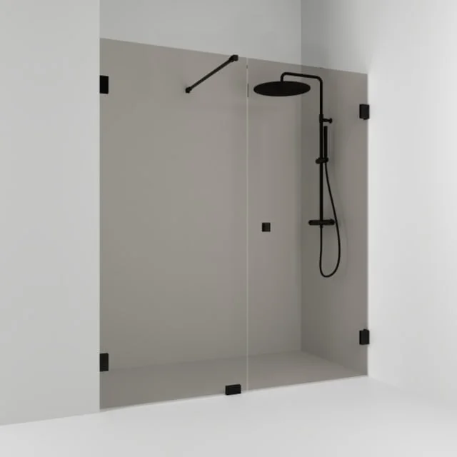 Svedbergs 180° dusjnisje rett/fast, 196,5 cm, bronsefarget glass, sort matt profil | 686920