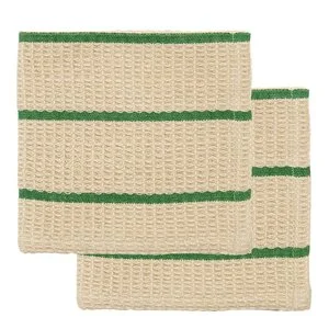 Rena oppvaskklut i bomull 30x30 cm 2 stk sand/grønn v:3485342