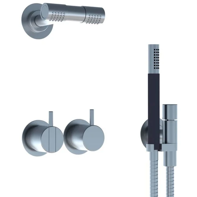 Vola 2471-081D dusjbatteri, med hode- og hånddusj, messing natur | 2471-081D-19 Vola 2471-081D dusjbatteri, med hode- og hånddusj, messing natur | 2471-081D-19