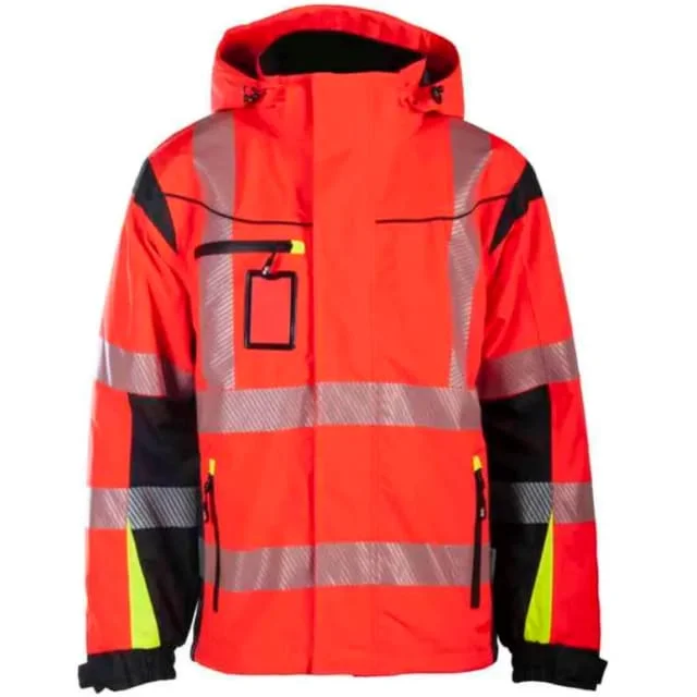 Bekken & Strøm Halten Extreme skalljakke, HiVis kl.3, unisex, str. M, rød/sort | 607168