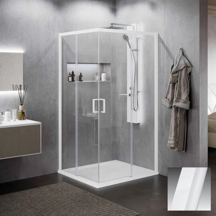Novellini Zephyros 2.0 AH skyvedør venstre, 67-70 cm, klart glass, hvit matt profil | ZEP2AH67LS-1U