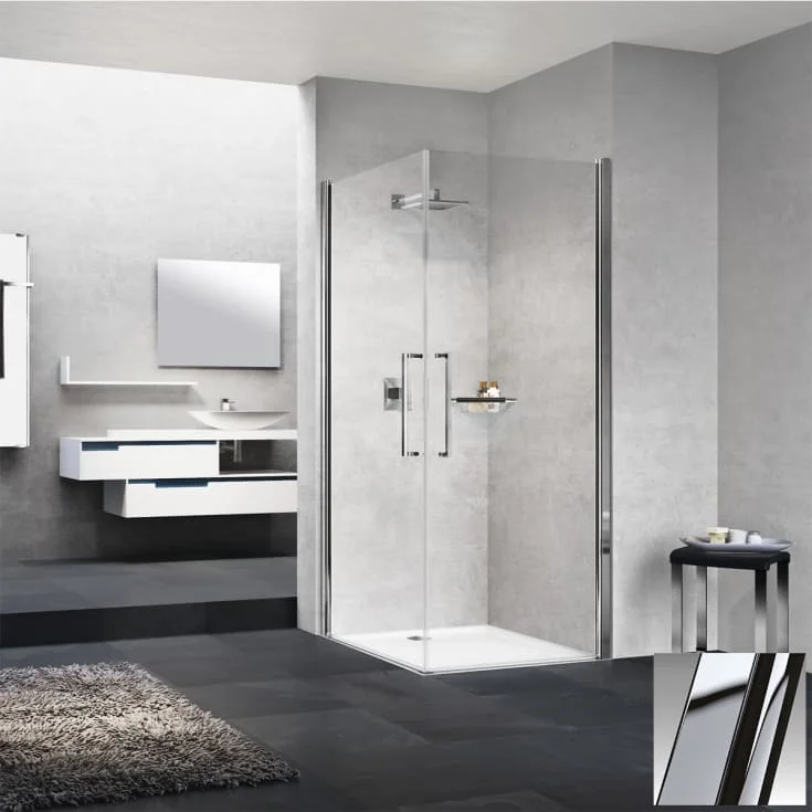 Novellini Young 2.0 2G slagdør, 76-78 cm, klart glass, krom profil | Y22G76L-1K