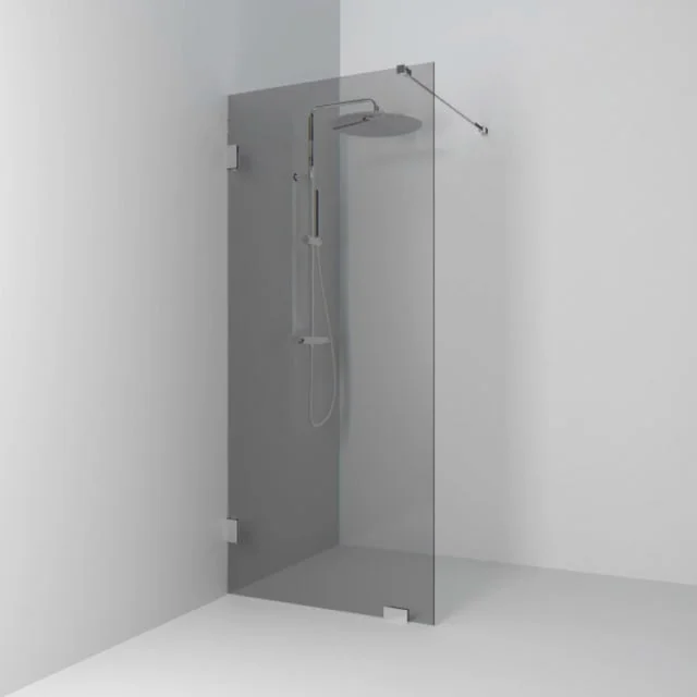 Svedbergs 180° dusjvegg fast, 88 cm, røykfarget glass, krom profil | 652888