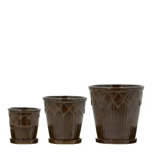 Cora potte 3 stk brun v:6492546
