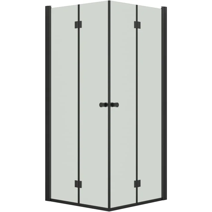 Dansani Match dusjhjørne, modell B+B, 97x97 cm, klart glass, svart profil | 930220245+pakke+model_B_97