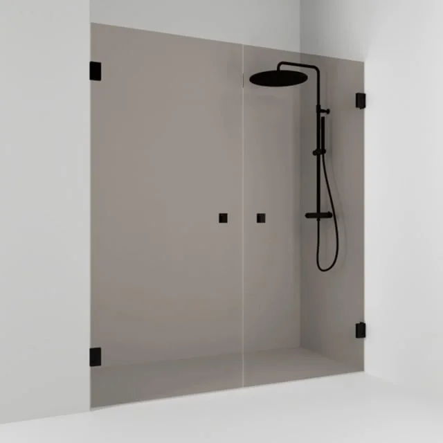 Svedbergs 180° dusjnisje rett, 196,5 cm, bronsefarget glass, sort matt profil | 685920