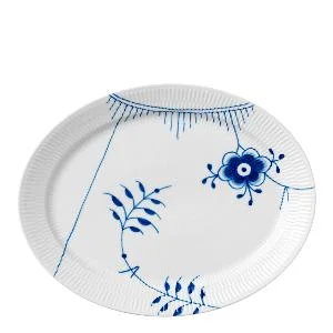 Blå Mega Riflet oval tallerken 35 cm v:1597868
