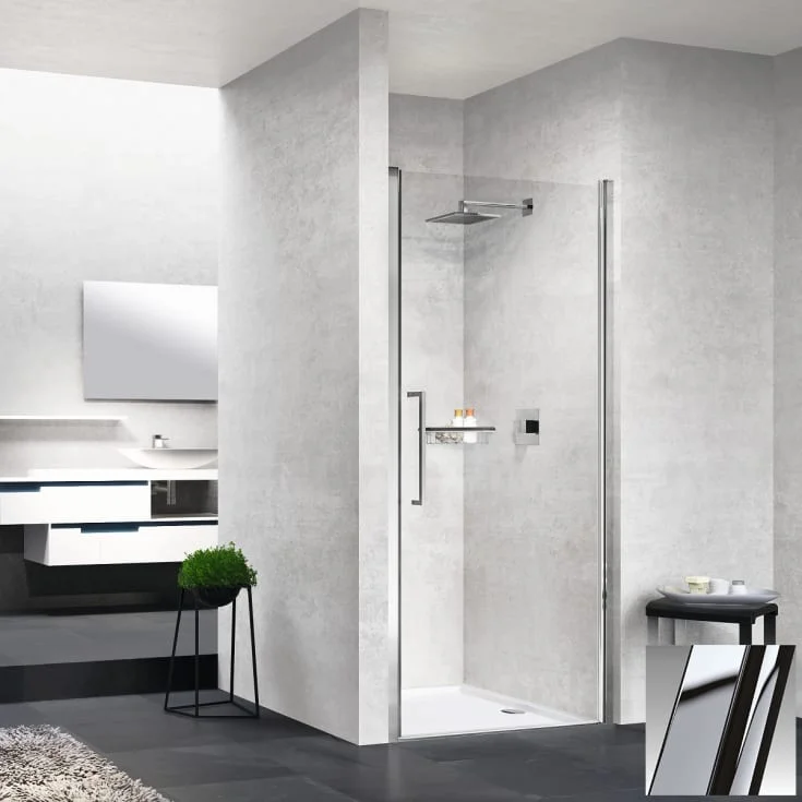 Novellini Young 2.0 1B slagdør for nisje, 87-91 cm, klart glass, krom profil | Y21B87-1K