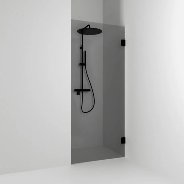 Svedbergs 180° dusjnisje rett, 88,5 cm, røykfarget glass, sort matt profil | 681888