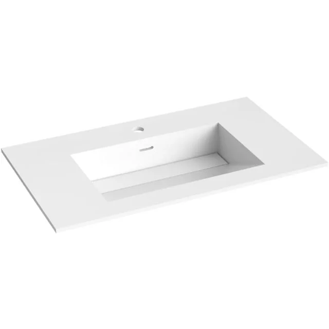 Korsbakken Corian møbelservant, skrå bunn, 80x46,5 cm, hvit matt | 373602080