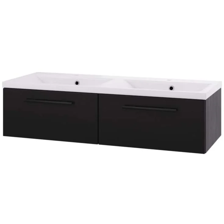 Linn Bad Ingrid servantskap, 2 Skuffer, dobbel, 120x45,3x28,5 cm, sort eik | 110612D2S