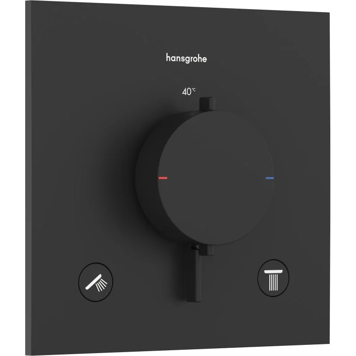 Hansgrohe Ecostat Comfort E dusjtermostat, med 2 uttak, matt sort | 33711670 Hansgrohe Ecostat Comfort E dusjtermostat, med 2 uttak, matt sort | 33711670