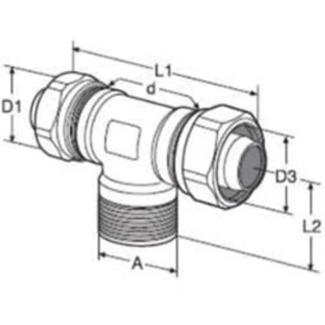 IMI TA Pex tee 18 mm x 1/2" x 18 mm | 53628318 IMI TA Pex tee 18 mm x 1/2" x 18 mm | 53628318