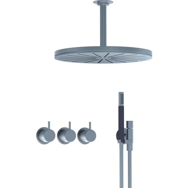 Vola 5471-061A Dusjtermostat, med tak- og hånddusj, sort matt | 5471-061A-27 Vola 5471-061A Dusjtermostat, med tak- og hånddusj, sort matt | 5471-061A-27
