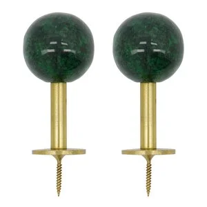 Ball knagg 8×4 cm 2 stk messing/grønn v:2708551 Ball knagg 8×4 cm 2 stk messing/grønn v:2708551