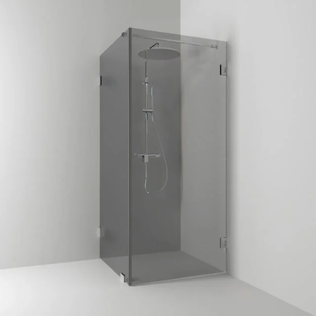 Svedbergs 180° dusjhjørne rett/fast, 80x100 cm, røykfarget glass, krom profil | 654881