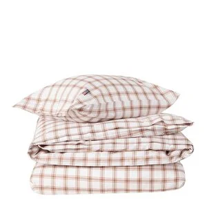 Sengesett 200x220 cm lyocell/bomull pin point rutete white/fudge v:1735710
