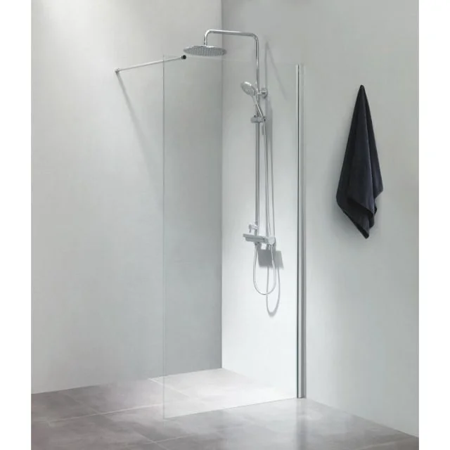 Cassøe dusjvegg, 100 cm, klart glass, krom profil | FV100KK