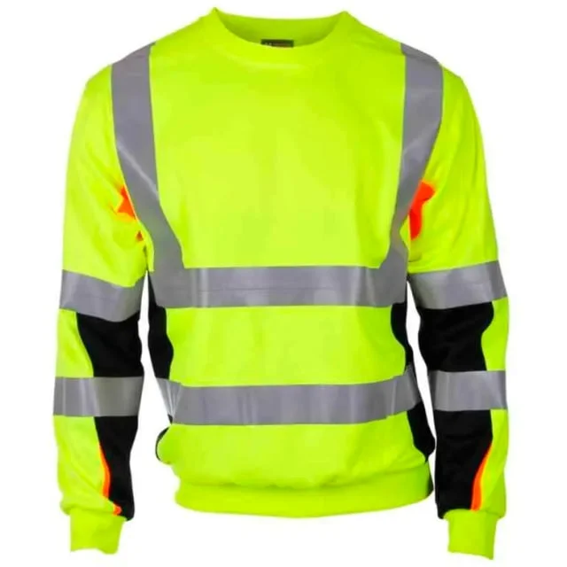 Bekken & Strøm Bergset collegegenser, HiVis kl.3, unisex, str. 2XL, gul/sort | 646306 Bekken & Strøm Bergset collegegenser, HiVis kl.3, unisex, str. 2XL, gul/sort | 646306