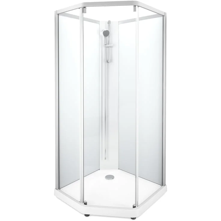 Showerama Classic dusjkabinett, 80×90 cm, hvit profil, klart/frostet glass | 558917001 Showerama Classic dusjkabinett, 80×90 cm, hvit profil, klart/frostet glass | 558917001