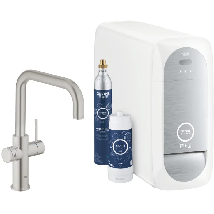 Grohe Blue Home kjøkkenarmatur, avkjølt vann, kullsyreholdig vann, stål | 31456DC1
