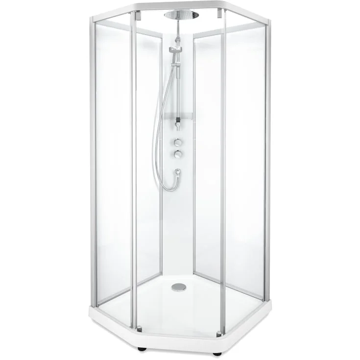 Showerama Comfort dusjkabinett, 90x80 cm, aluminium profil, klart glass | 558.937.00.2