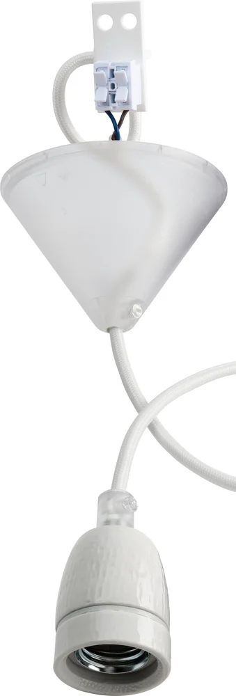 Lampeoppheng E27 porselen hvit tekstilkabel 1.8m v:8732230
