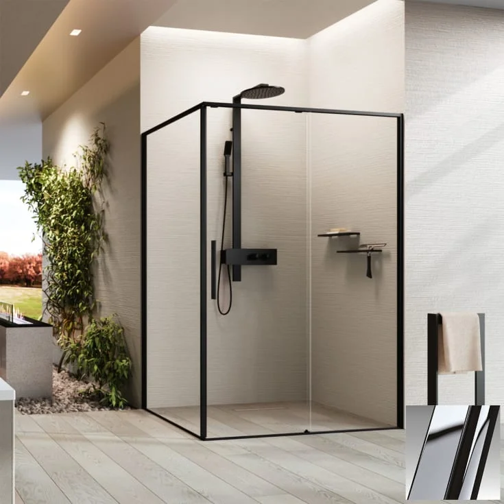 Novellini Riga 2PF skyvedør venstre, 147,5-149 cm, klart glass, krom profil | RIG2PF147S-1K