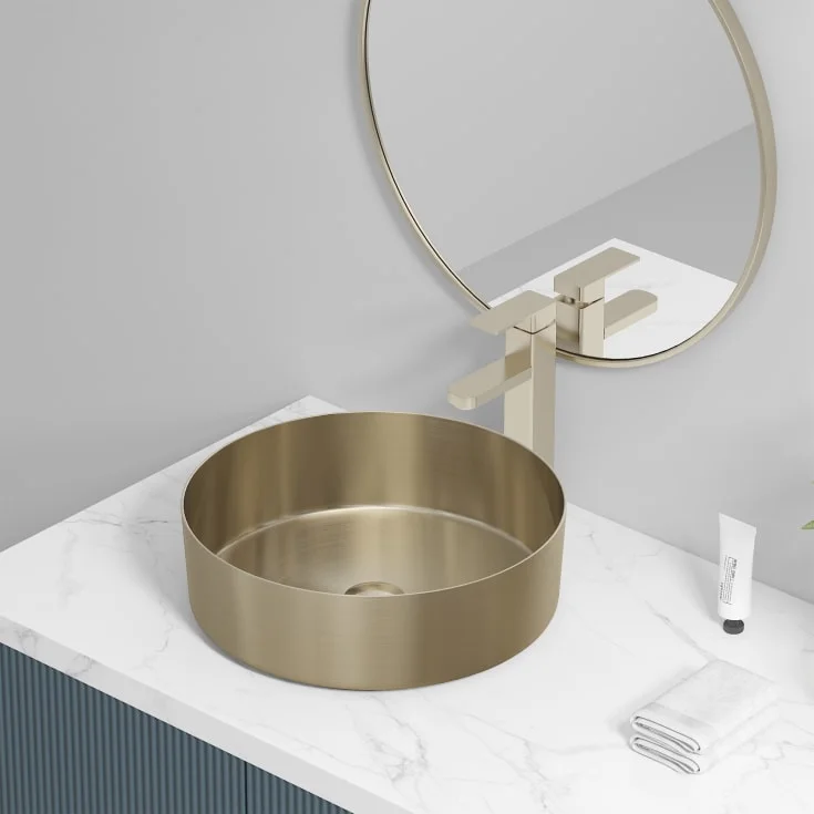 Bathlife Juvel toppmontert servant, Ø40,6 cm, børstet gull | 401053869 Bathlife Juvel toppmontert servant, Ø40,6 cm, børstet gull | 401053869