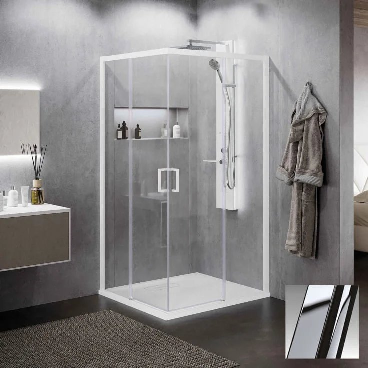 Novellini Zephyros 2.0 AH skyvedør høyre, 77-80 cm, klart glass, krom profil | ZEP2AH77LD-1K