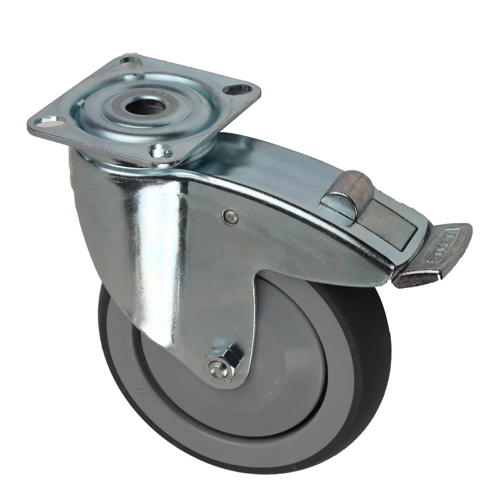 TRANSPORTHJUL Ø125MM M/PLATE OG BREMS v:4621743
