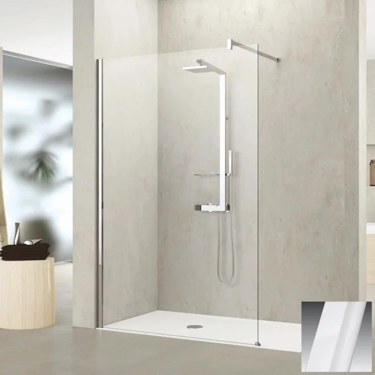 Novellini Kuadra H fastvegg, 117-120 cm, klart glass, hvit matt profil | KUADH120-1U