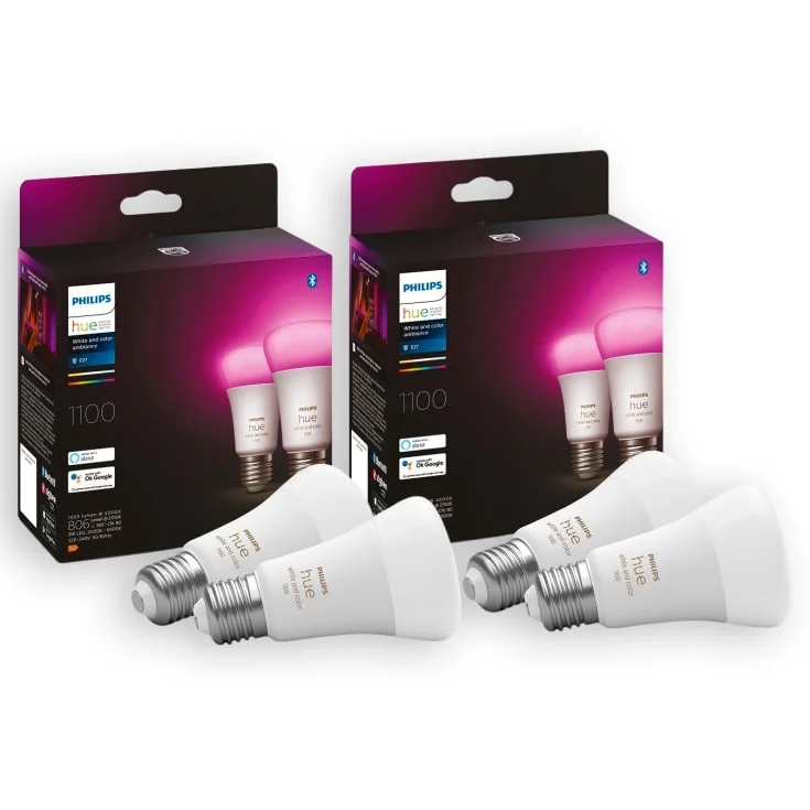 Philips Hue White Color Ambiance E27 standardlampa, 4-pack, 9W | 2099291310+