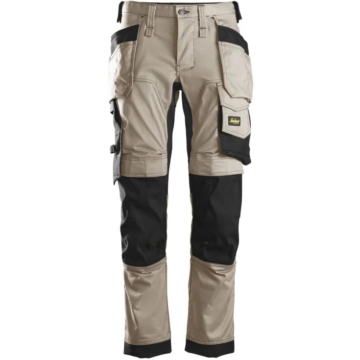 Snickers 6241 AllroundWork arbeidsbukse med stretch, khaki/sort, str. 146 | 6241-2004_146