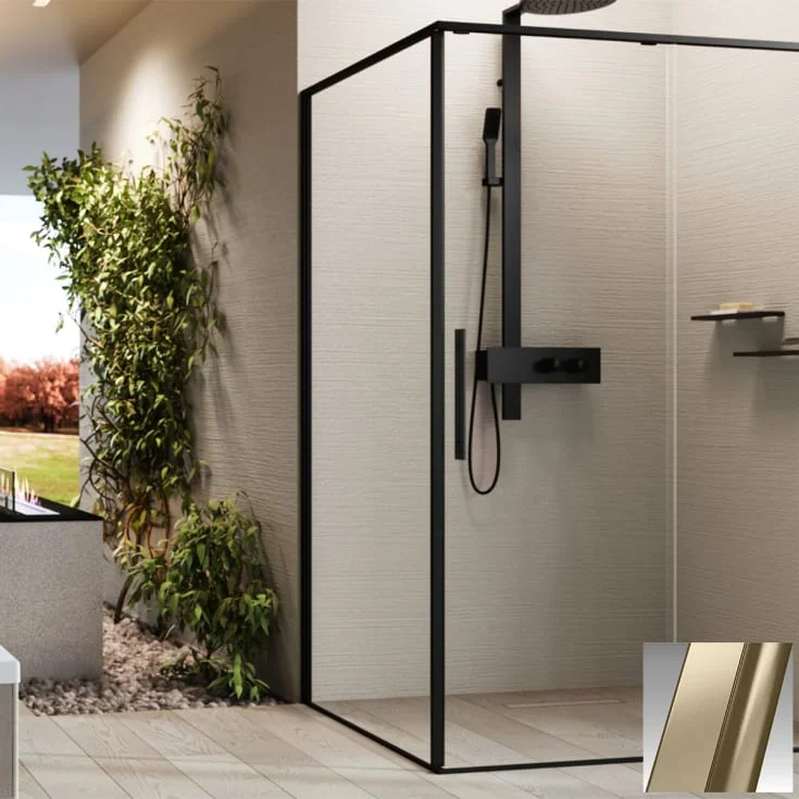 Novellini Riga F2P fastvegg høyre, 119-120,5 cm, klart glass, børstet bronse profil | RIGF2P119D-1Q