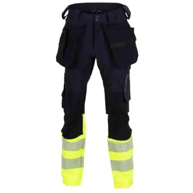 Bekken & Strøm Lillehammer 2.0 håndverksbukse, kl.1, unisex, str. C44, HiVis, sort/gul | 612172
