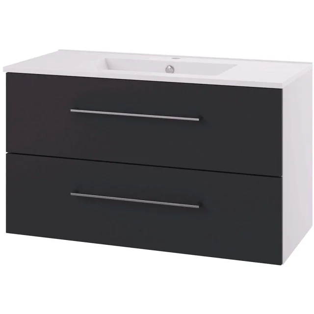 Linn Bad Hilde Møbelpakke, 2 skuffer, 100x46x59,8 cm, med servant, sort matt | 150710RPS
