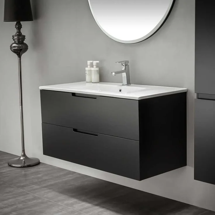Bathlife Glädje møbelpakke, med servant, 100x46x50 cm, sort matt | 40791712