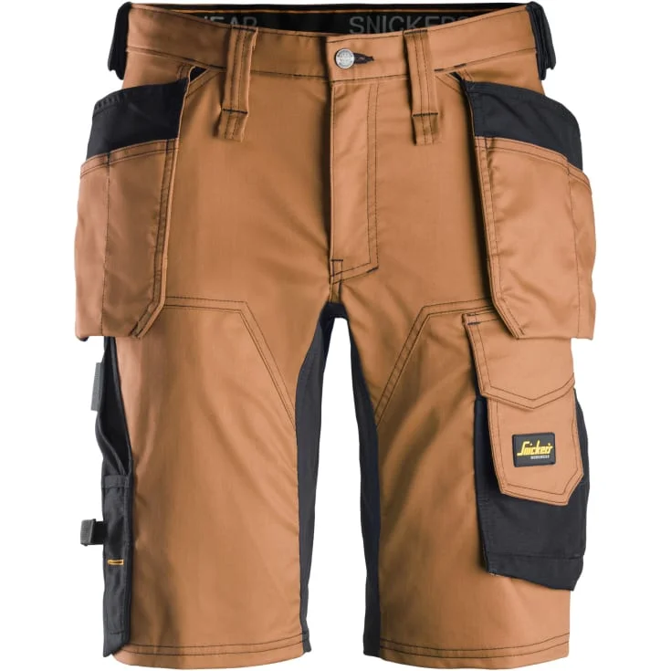 Snickers 6141 AllroundWork håndverkershorts med stretch, brun/sort, str. 60 | 6141-1204_60