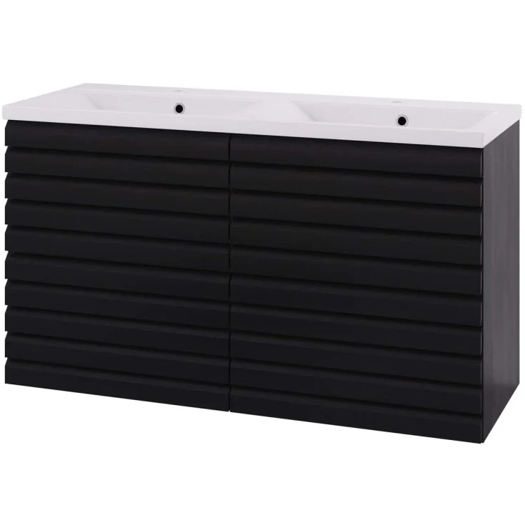 Linn Bad Selma servantskap, 2 Skuffer, dobbel, 120x45,7x66,8 cm, sort eikestav | 160622STD