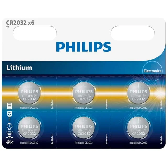 Philips Lithium CR2032 batterier, 6 stk. | CR2032P6-01B