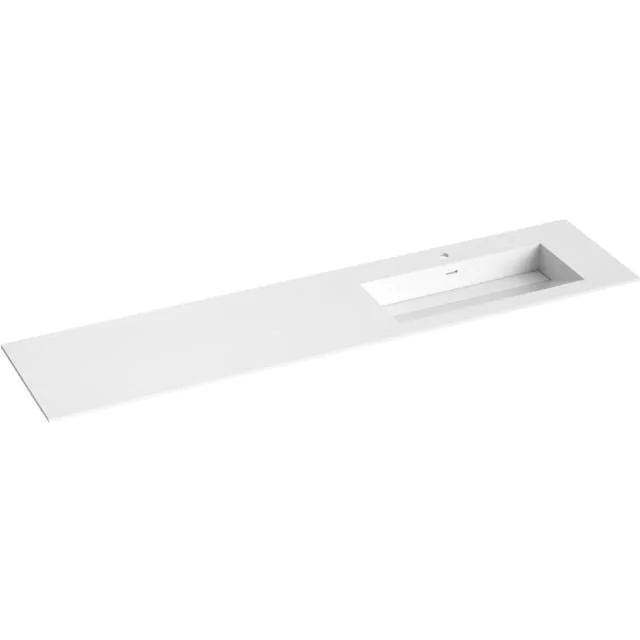 Korsbakken Corian møbelservant, høyre, skrå bunn, 200x46,5 cm, hvit matt | 373702206