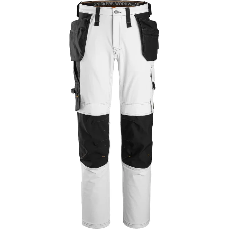 Snickers 6271 AllroundWork arbeidsbukse med stretch, hvit/sort, str. 252 | 6271-0904_252