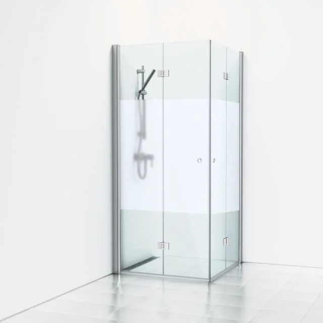 Svedbergs Skoga dusjhjørne, foldedører, 70x100 cm, halvfrostet glass, alu blank profil | 61609471