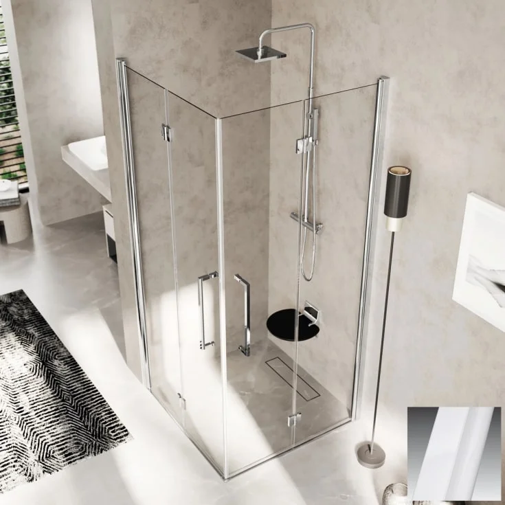 Novellini Young 2.0 2GS foldedør venstre, 69-71 cm, klart glass, hvit matt profil | Y22GS69LS-1U