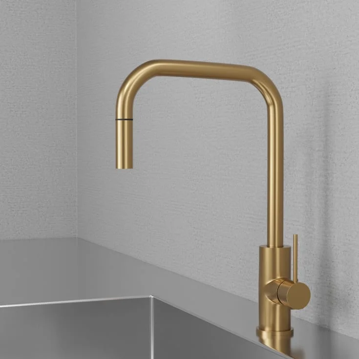 Scandtap Steel Accent Square kjøkkenbatteri, med avstengning, sand | 30116