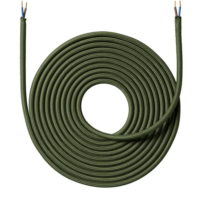 Nielsen stoffledning 2×0,75 mm², 4 meter, grønn kaki | 950555 Nielsen stoffledning 2×0,75 mm², 4 meter, grønn kaki | 950555